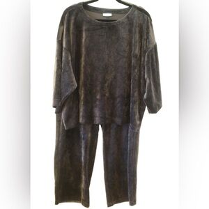 J. Jill Pure Jill Women's Size XL Lounge Set Gray Velour Top & Pants Casual